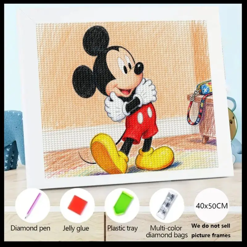 

1PC Full Drill 5D Diamond Painting Kit, Classic Mickey Mouse Cartoon Character DIY Wall Art, Crystal Rhinestone Embroidery Pictu