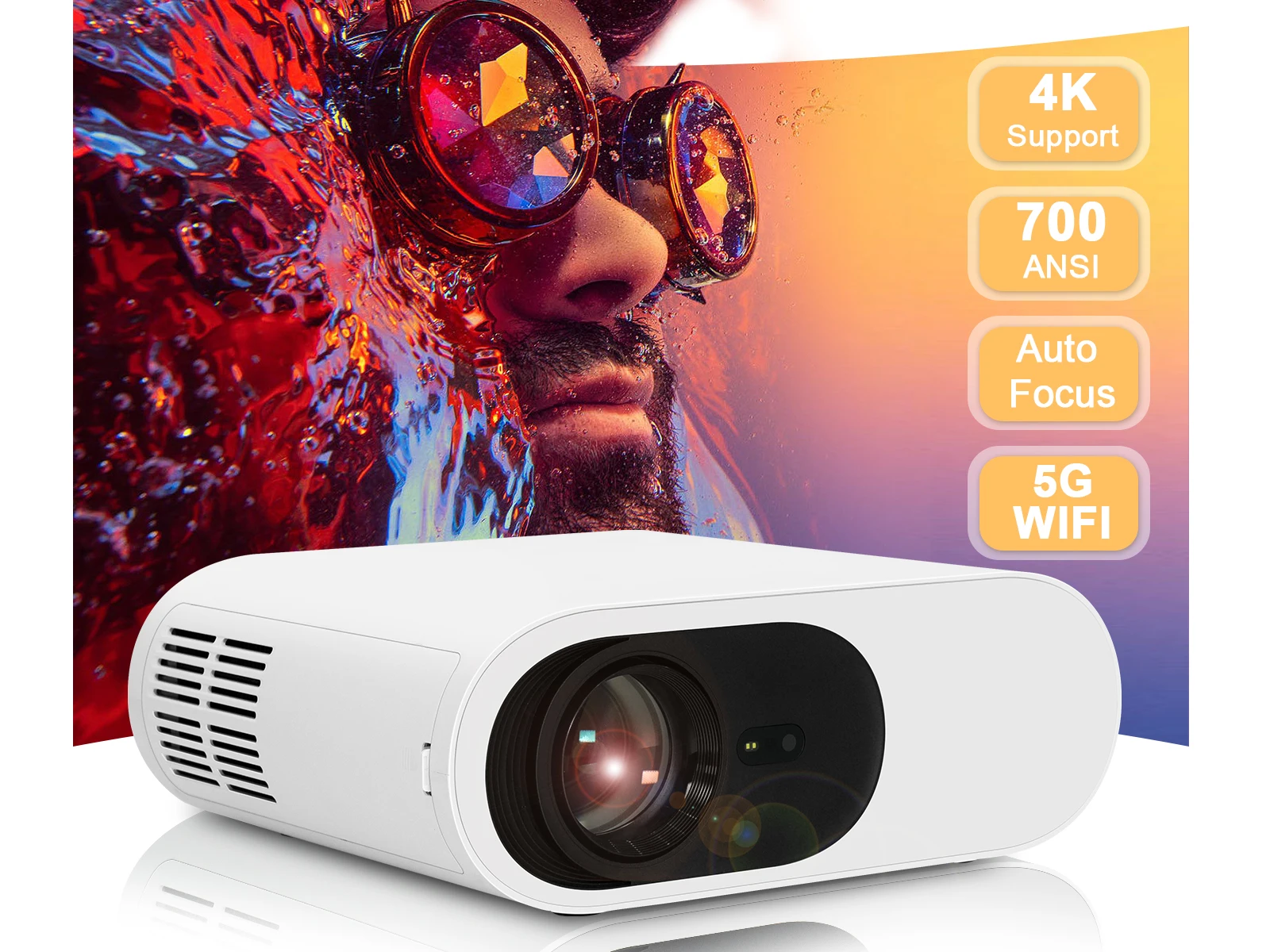 Magcubic 700ANSI Projector Android 10 4K 1080P 2.4/5G WiFi Google voice Assistant  Auto Focus BT5.0 Amlogic S905Y2 Home Projetor