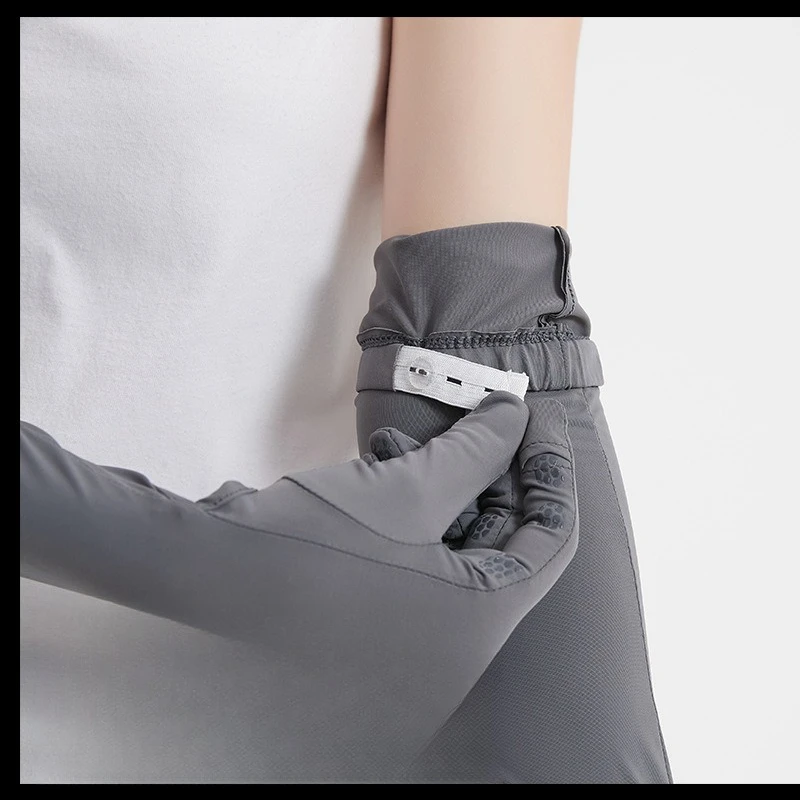 Guanti estesi con protezione solare in filato grezzo di seta ghiacciata estiva, maniche fresche, raggi anti-UV per esterni e guida antiscivolo