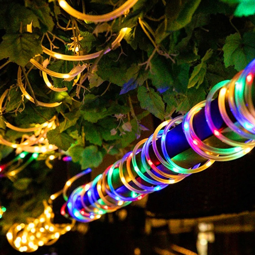 1 ~ 2Pack Solar Led Light Outdoor Tuin Kerst Decoratie Guirlande Xmas Solar Rope String Light Fairy Strip 32M/22M/12M/7M