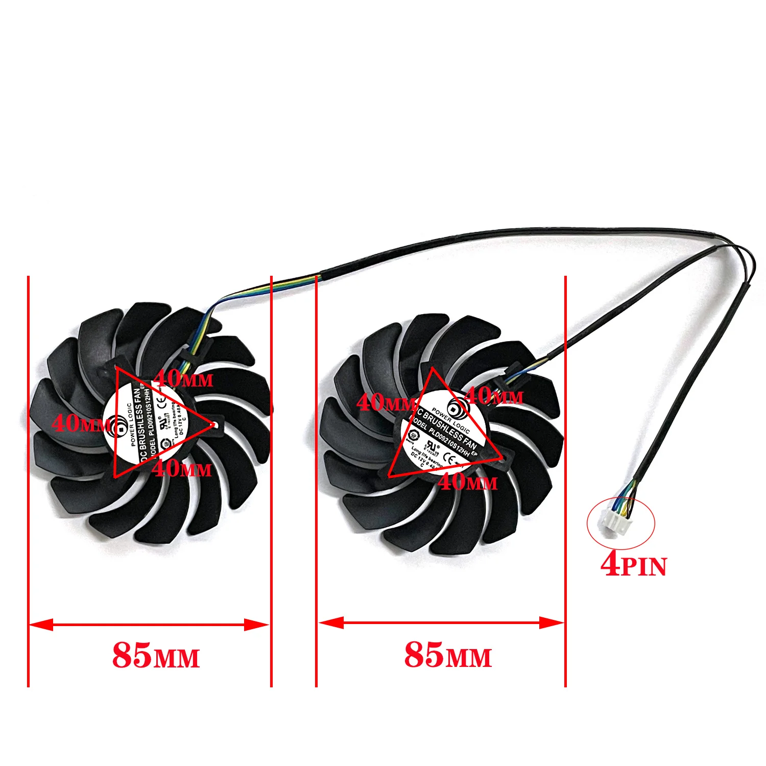 2pcs 85mm PLD09210B12HH 4pin DC 12V 0.4A RX 580 GPU Cooler For MSI RX 470 480 570 580 Armor Cooler Fan J0PB