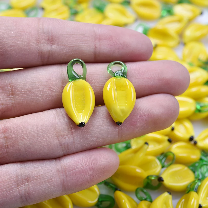 6pcs/Lot Mixed Yellow Fruit Vegetable Resin Charm Pendants For Jewelry Making Supplies Banana Radish Pendant Bulk DIY Bracelets