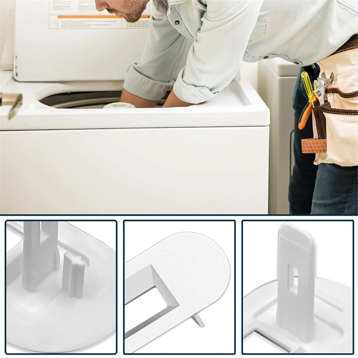 BISMZ 1 pieza WH01X24381 4502680   Bisel de bloqueo de tapa de lavadora, pieza de repuesto apta para piezas de lavadora de carga superior GE y Hotpoint