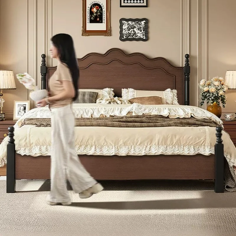 Wooden Simple Bed Modern Headboards Princess Double Girls Bedroom Children Bed Design Sleeping Letto Matrimoniale Home Furniture