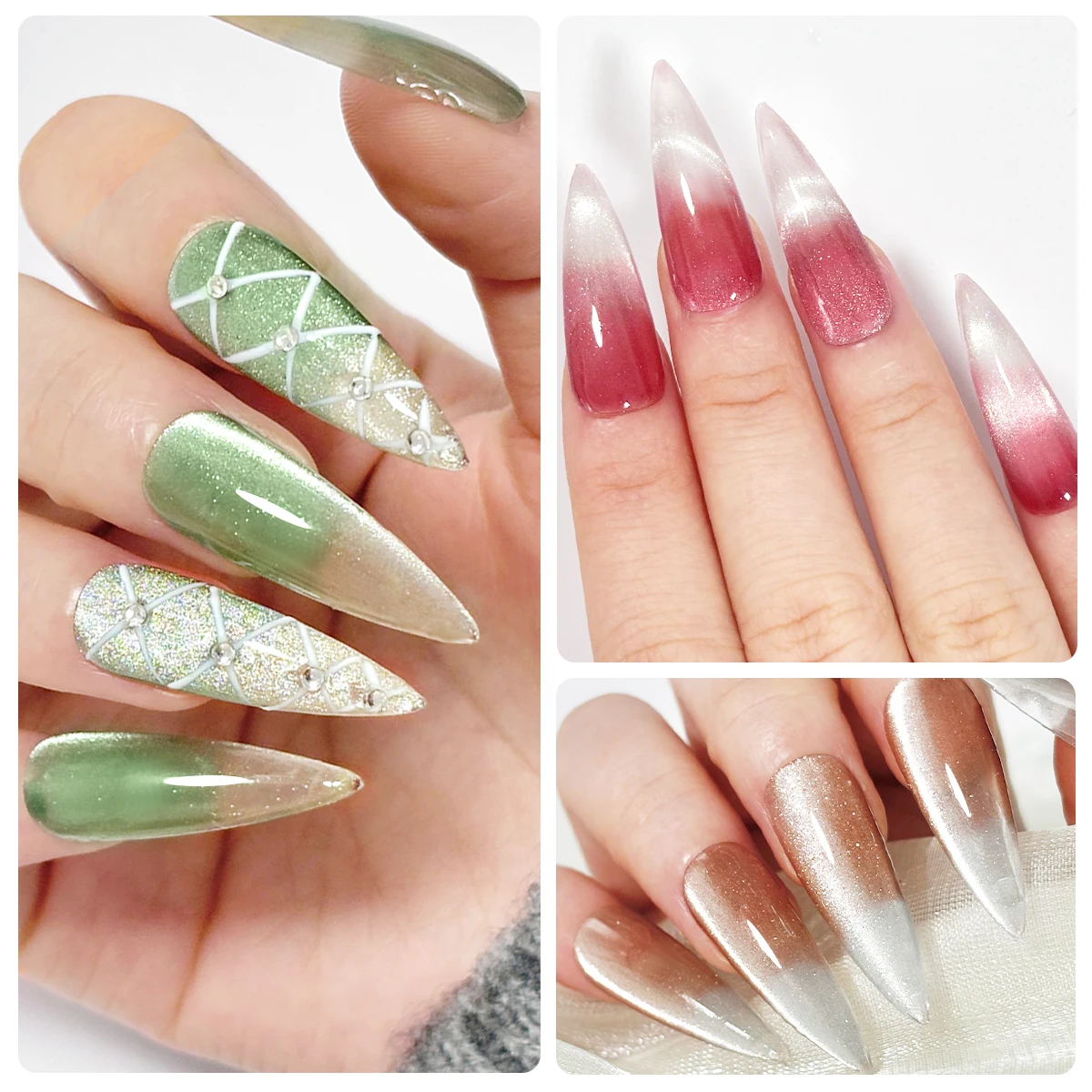 A bottle of color-changing, heat-sensitive gel nail polish, featuring gradient nail art, semi-permanent glitter, lead-free mater