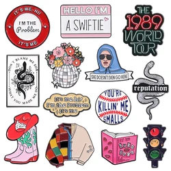 Female Pop Singer Enamel Pins Music Album Singer Song Lyrics Metal Brooches Lapel Backpack Badge Souvenir Jewelry Gift For Fans