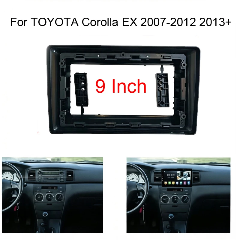 Universa 9 Inch Car Radio Fascia Panel for TOYOTA Corolla EX 2007-2012 2013+ Stereo Dash Frame