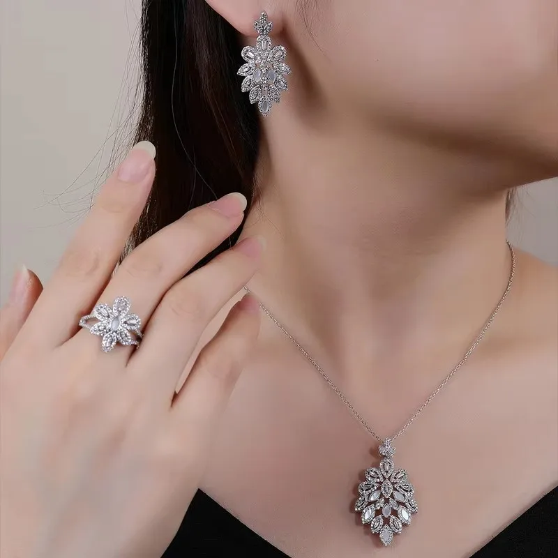 

Роскошные комплекты ювелирных изделий из 3 предметов, новый дизайн, микро-паве, кубический цирконий, Дубай, женский комплект ювелирных изделий высокого качества для свадебной вечеринки