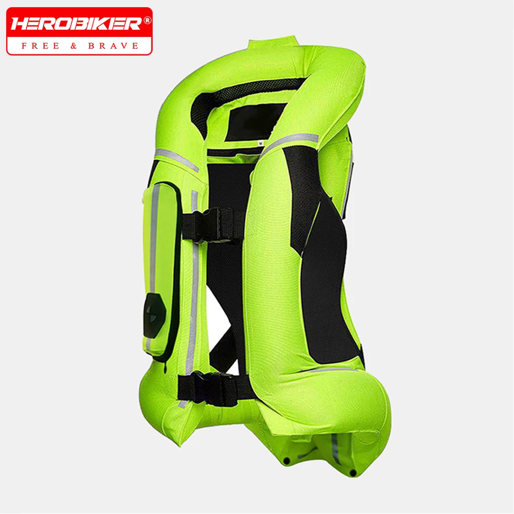 New Motorcycle Airbag Vest Reflective Motorcycle Jacket Moto Racing Air Bag System Motocross Protective Airbag Black Fluorescent