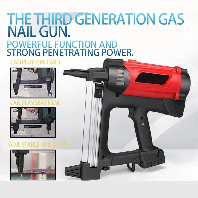 

MD-060 Gas Nail Gun Cement Nailing Steel Pneumatic Nail Gun Install Door And Window Wire Slot Nailing Gun 7.4V 2000mah