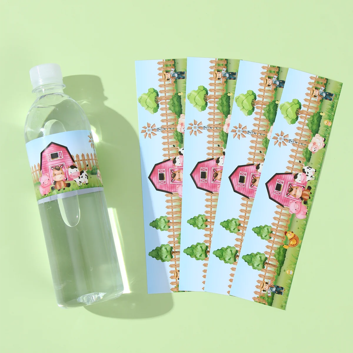 10pcs Farm Animal Pattern Bottle Stickers Farm Theme Birthday Party Decoration Kids 1st Birthday Baby Shower Party Supplies