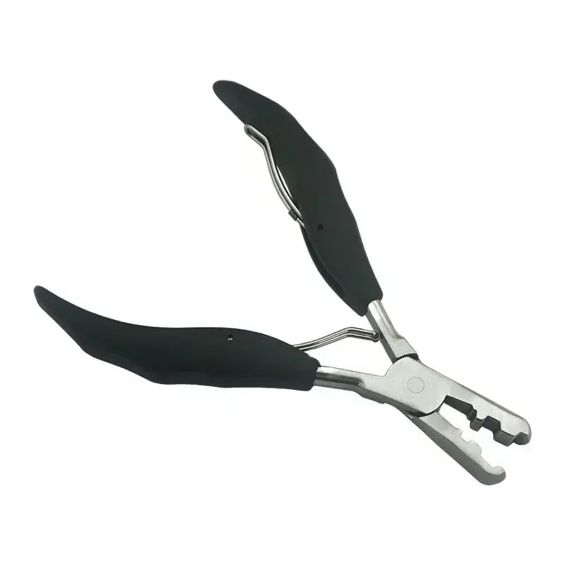 

5.7 inch 2 in 1 Black Handle Plier with Flat Grooves 3mm and 5mm grooves Pre-Bonded Hair Extension Clamp