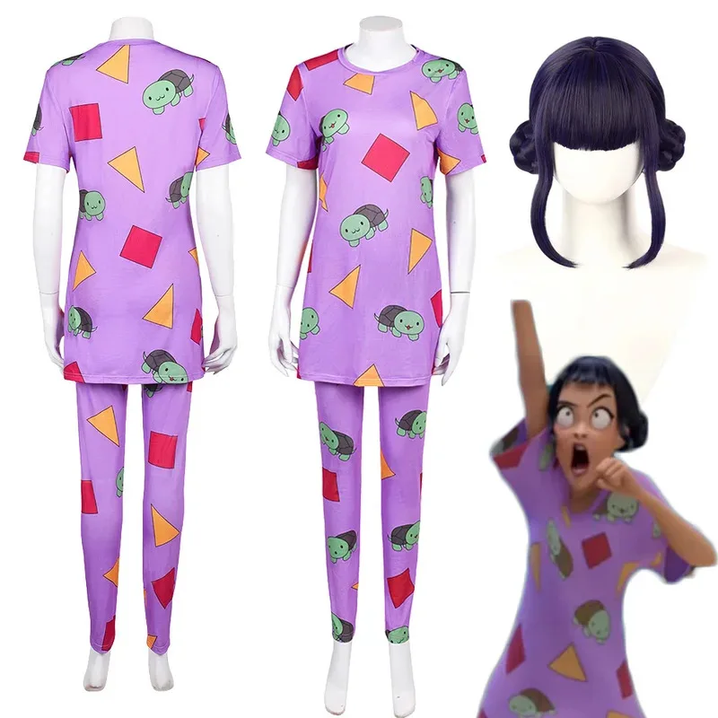 HUNTRX Zoey Cosplay tortuga de dibujos animados lindo pijama púrpura disfraz demonios cazador de KPop juego de rol pijama ropa de dormir traje de Halloween