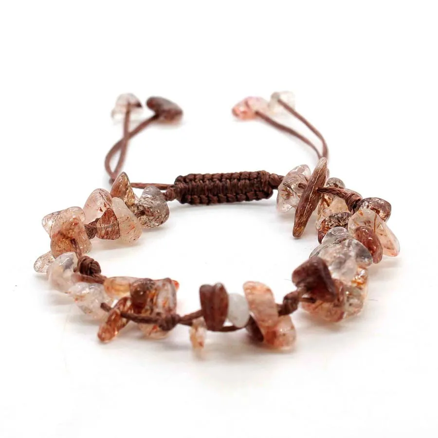 Macrame Crystal Chip Stone Braided Bracelet, Adjustable