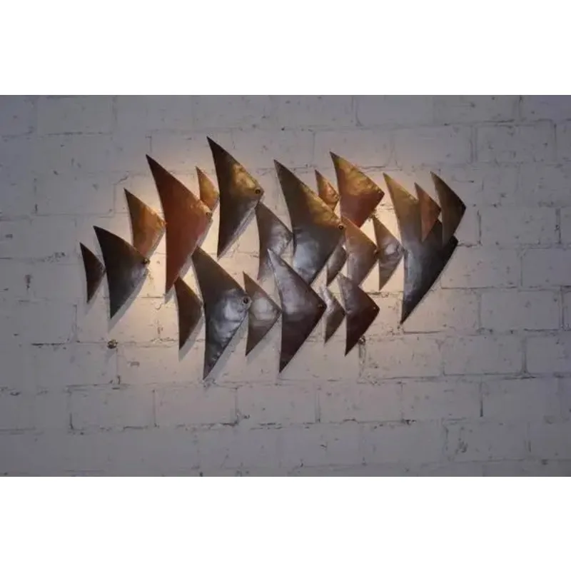 

Современная металлическая настенная скульптура, 3D-скульптура в виде рыбы, декор для интерьера