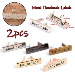 2pcs DIY Sewing Craft Accessories Metal Handmade Labels Tags Hand Made Printed Label for Clothes Jeans Shoes Bags