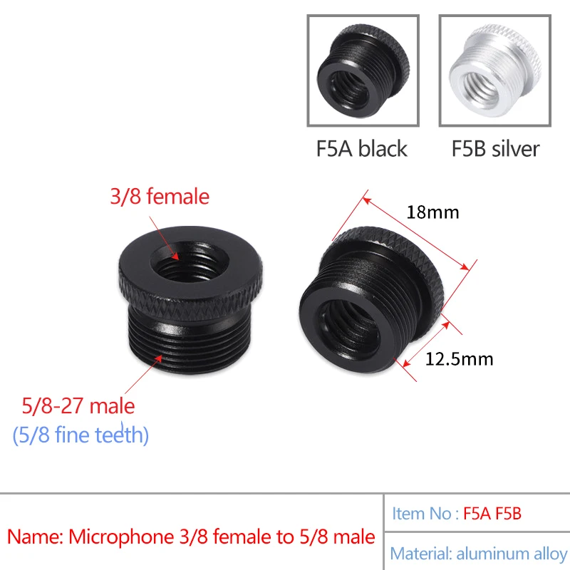 Metal Microphone Stand Conversion Screws 3/8 Female to 5/8 Male Screw Thread Adapter Tripod Screw for Microphone Stable Clip