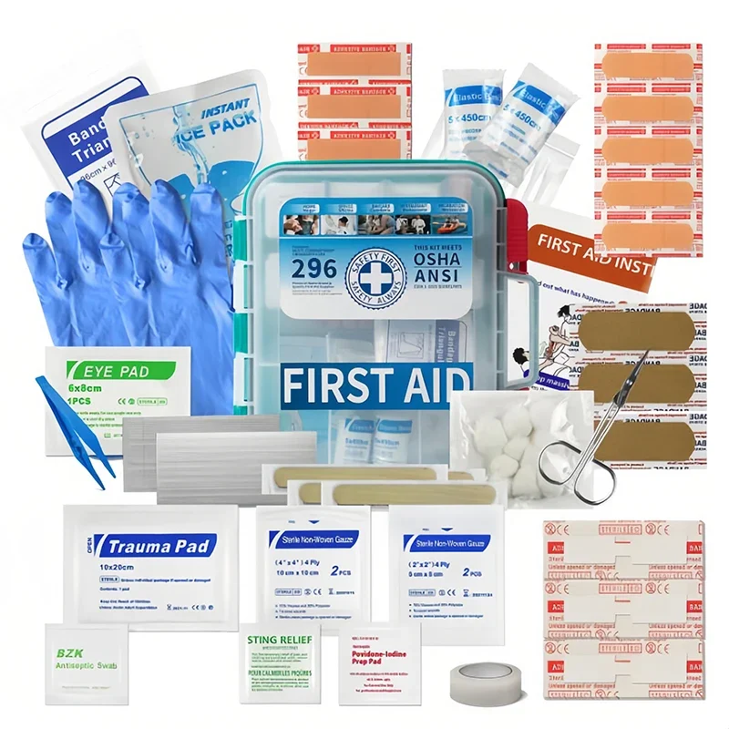 

296Pcs First Aid Kit Multi-purpose Emergency Medical Supplies Portable Hard Case First Aid Box for Outdoor Camping Home