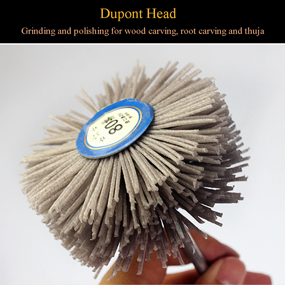 Grinding Drill Head Abrasive DuPont Nylon Wire Wood Root Relief Polishing Wheel Brush Furniture Woodworking Metalworking Tool