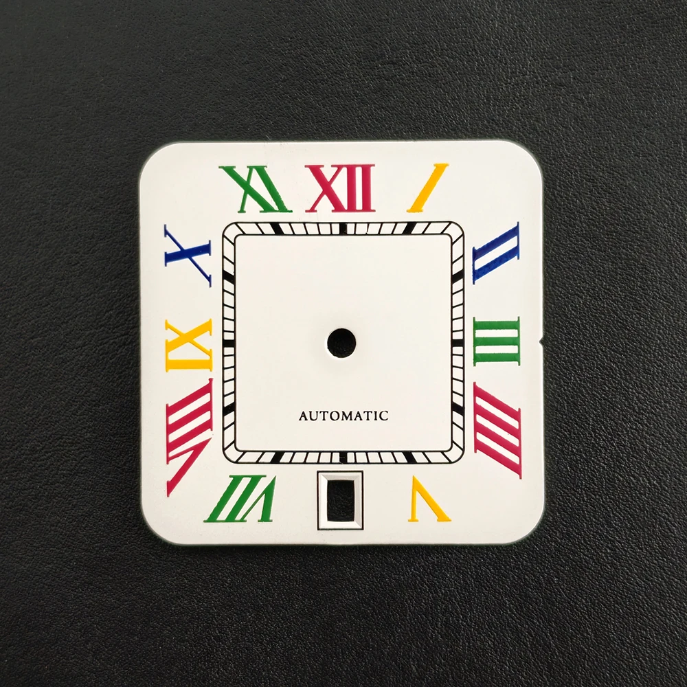 27mm NH35 Dial Colorful Roman Square Dial 38mm Square Case for Santos Watch Mod Fit NH35 NH36 Movement Repair Tools