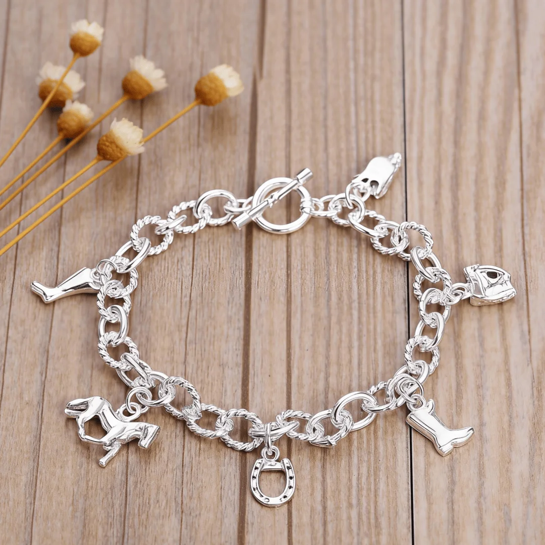 Wholesale 925 Sterling Silver Bracelets Temperament Horseshoe Farm chain for women men Wedding party good Gifts Fashion Jewelry