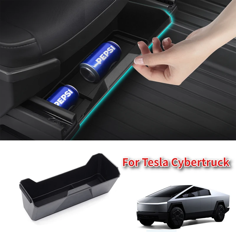 For Tesla Cybertruck Under Seat Storage Box Drawer Type Organizer Storage Front Seat Lower Box Case Car Accessories 2024-2025