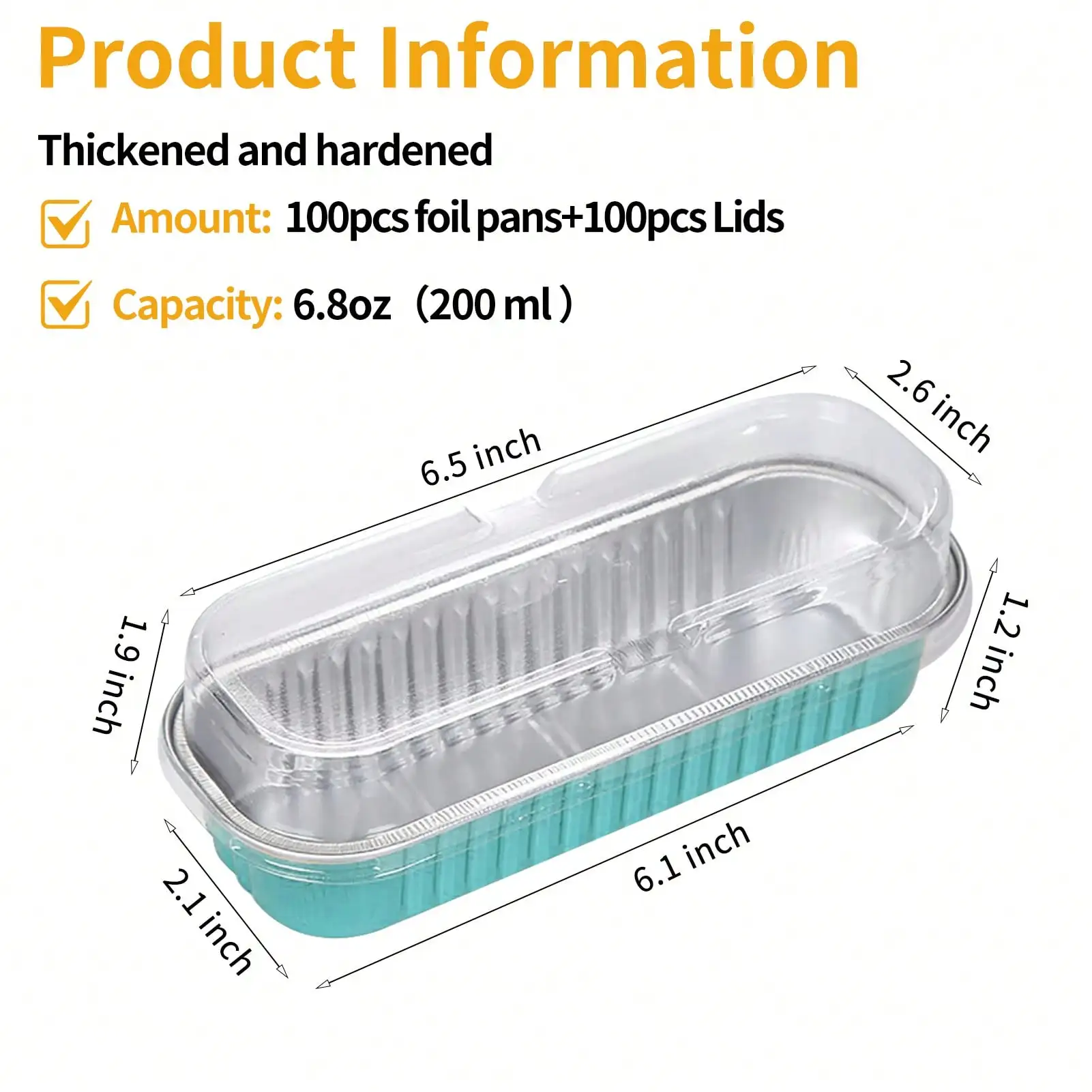 200 Pcs Mini Foil Loaf Pans with Lids, 6.8oz Rectangular Disposable Aluminum Baking Containers, Disposable Cake & Bread Tins for Fall Baking, Labor Day Party, Tailgating & School Events