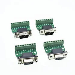 D-Sub 9pin Connettori Senza Saldatura DB9 RS232 Seriale al Terminale Femmina Maschio Connettore della Scheda di Breakout Bordo Nero + Verde