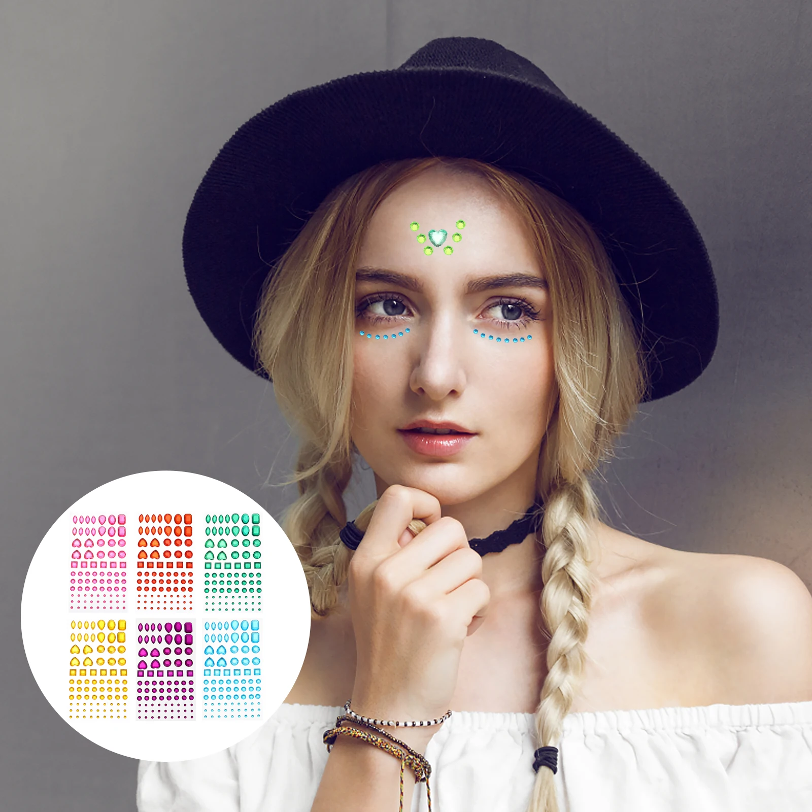 

6 Sheets Crystal Sticker Rhinestones Nail Decor Crafts Self Adhesive Stickers Gemstone Plastic Glitter Child Decoration