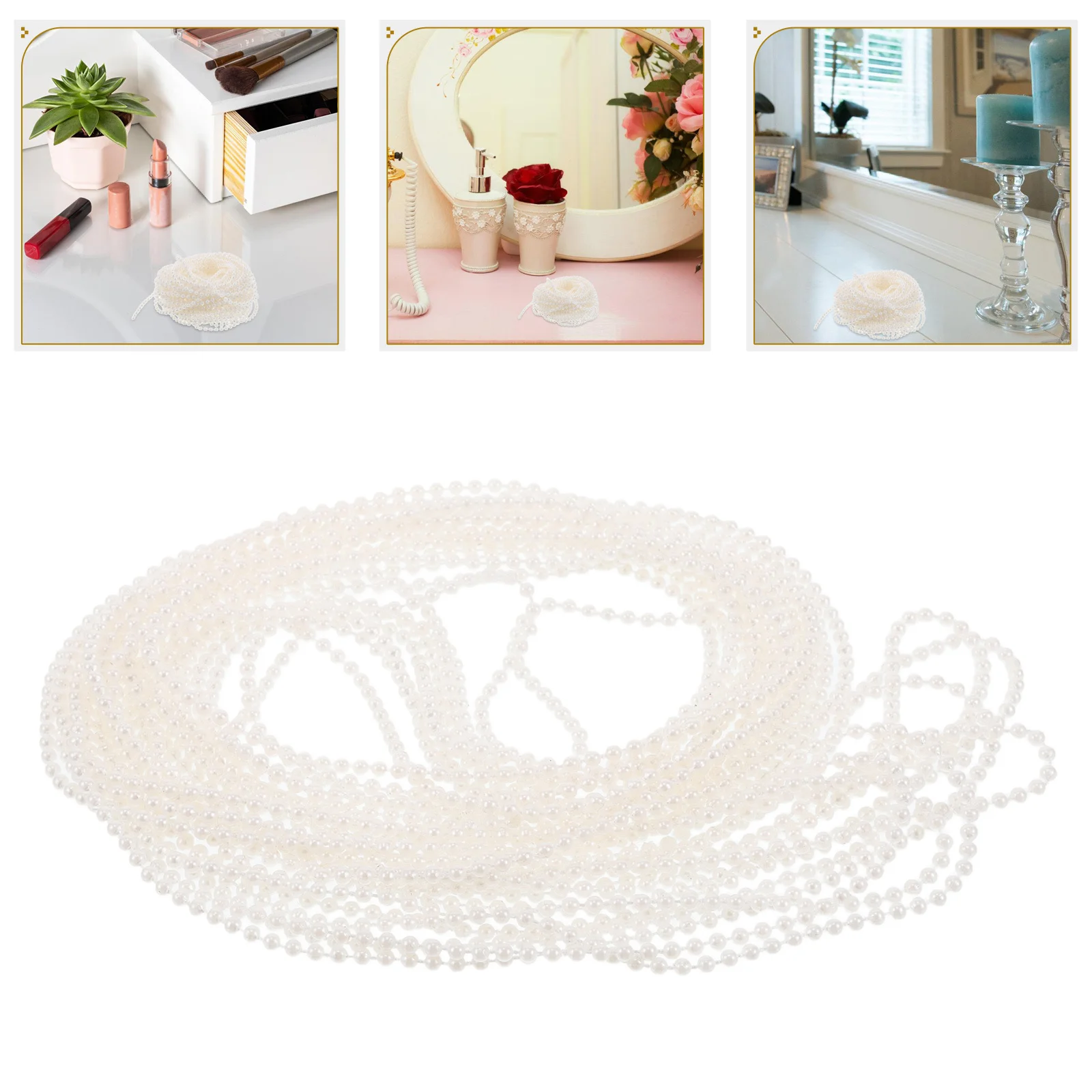 

1 Roll 3Mm White Faux Pearl Bead Strand For Diy Hair Accessories Craft Wedding Party Decoration Pearl Garland String Spool Roll