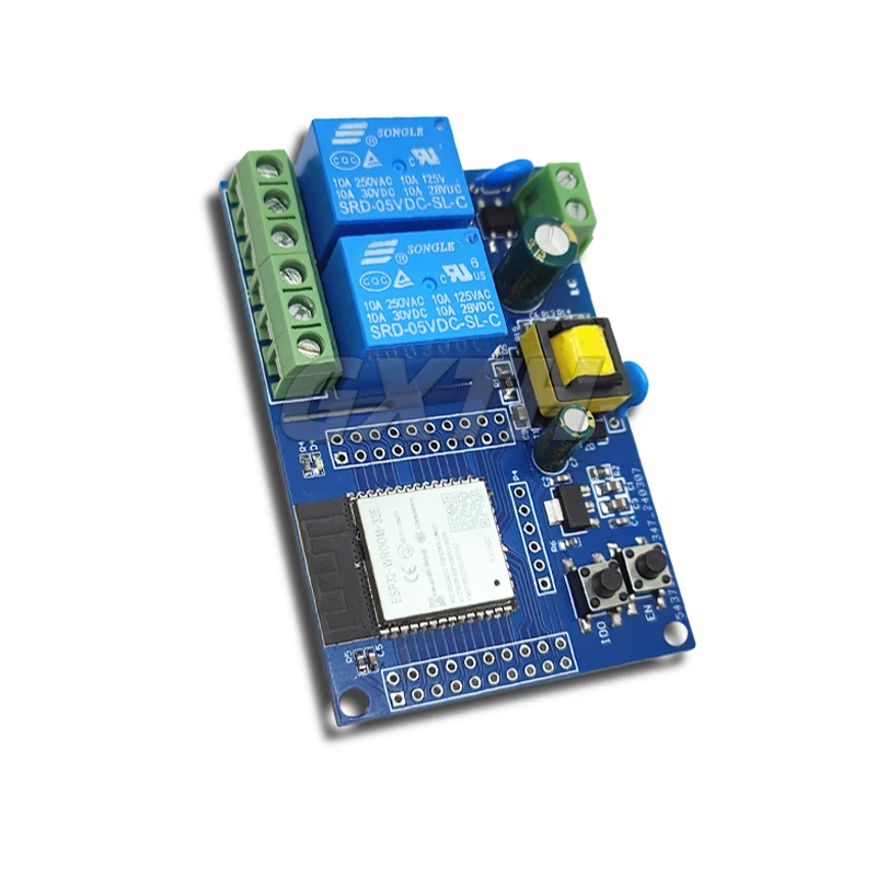 AC220V ESP32 WiFi Bluetooth BLE Dual Channel Relay Module ESP32-WROOM-32E Secondary Development Board