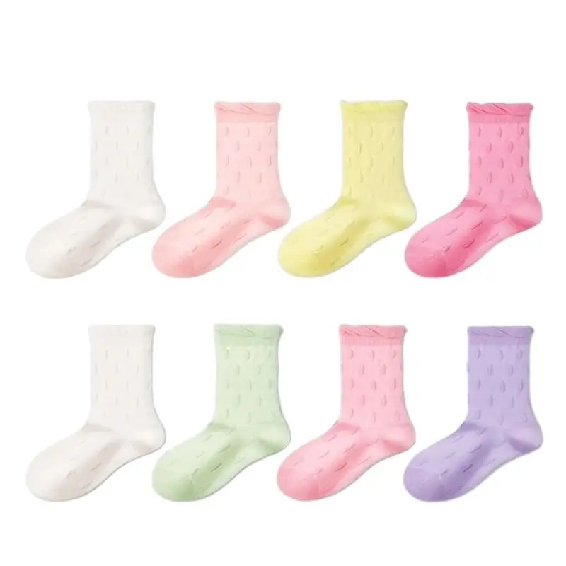 

3-12Year 4Pairs/Lot Spring/Summer Candy Color Mesh Baby Socks Bubble Girl's Lace Socks