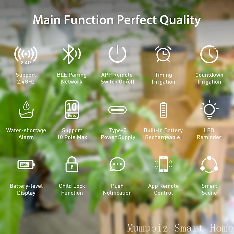 نظام الري التلقائي للنباتات بوعاء Tuya Smart WiFi نظام الري بالتنقيط التحكم عن بعد لـ ما يصل إلى 10 نباتات بوعاء