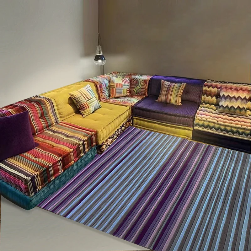 Fabric combination sofa set Tufted mahjong lounge Corner living room Hotel villa sofa