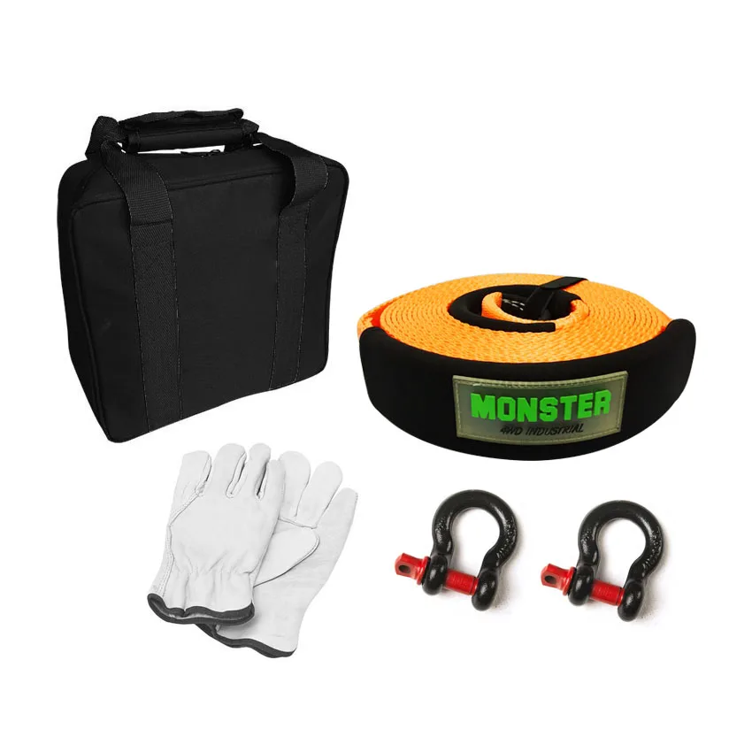 

Monster4WD Basic Car Tow Snatch Strap Kit 5pcs Heavy Duty Recovery Accessories For Offroad 4x4 Emergency Tool Kit