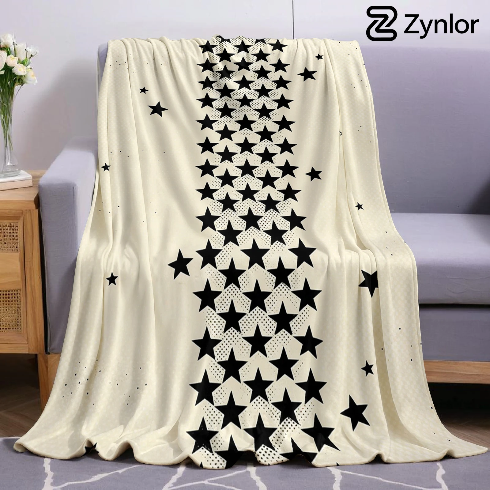 Star Vertical Strip Ultra Soft Sherpa Fleece Blanket Fluffy Warm Thick Throw for Sofa Bedroom Couch Holiday Home Decor Gift