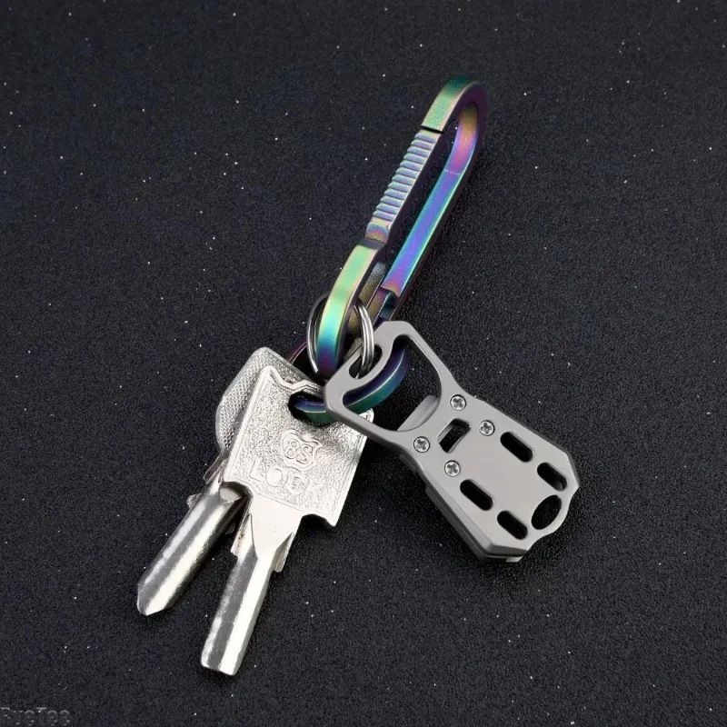 Portable Titanium Multi Tool Keychain Pendant, Mini Pry Bar Bottle Opener Compact Pocket EDC Accessory For Household Bar Use