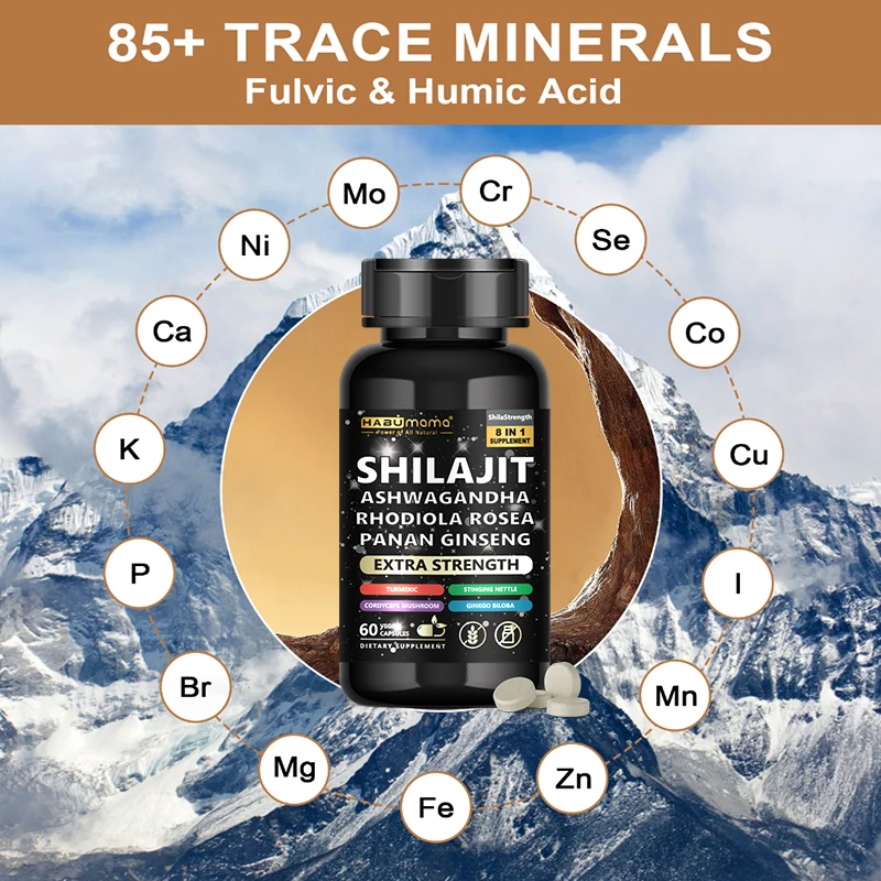 HABUMAMA 100% Pure Himalayan Shilajit Resin 300mg with 85+ Trace Minerals & Fulvic Acid for Energy Immune Support