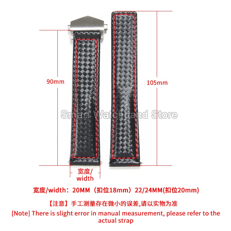 Lightweight Skin-Friendly Sweat Resistant Breathable Cowhide Leather Watch Strap for TAG Heuer Monaco Carrera Series Bracelet