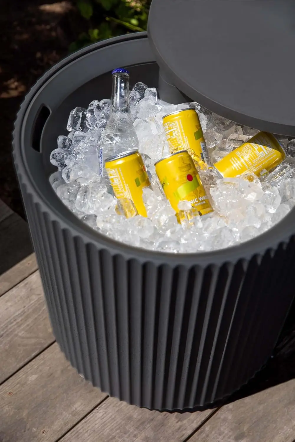 Mesa lateral refrigerador externa - 2 em 1, preta, 21 polegadas