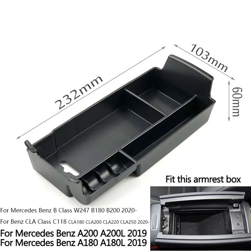 For Mercedes Benz A B CLA Class W247 B180 B200 C118 CLA250 220d 2020 Car Central Armrest Box Storage Box Organizer Tray Holder