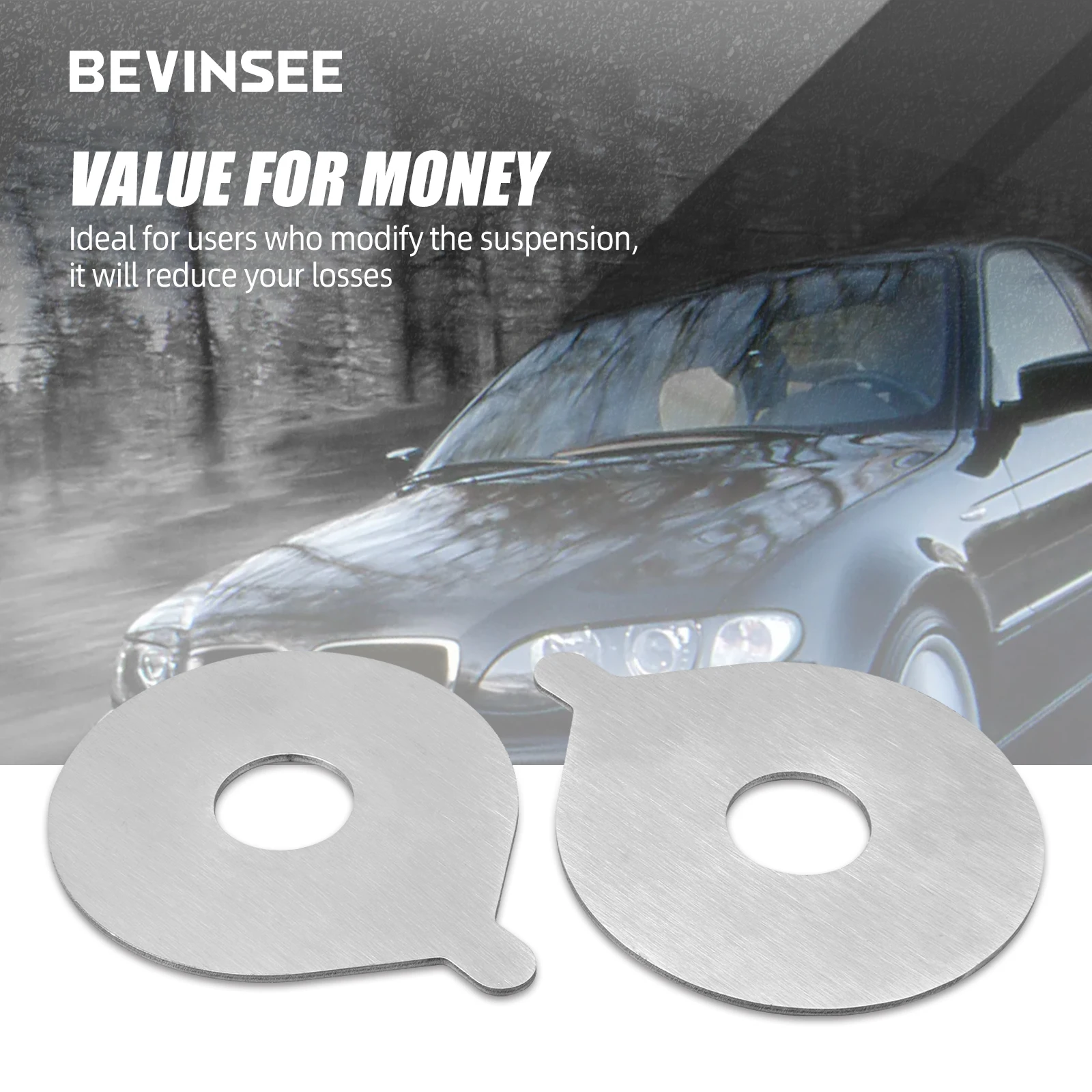 BEVINSEE Rear Trailing Arm Reinforcement Plates for Coilover Spring for BMW E46 323i 325i 328i 330i 323ci 328ci 330ci Z4 E85