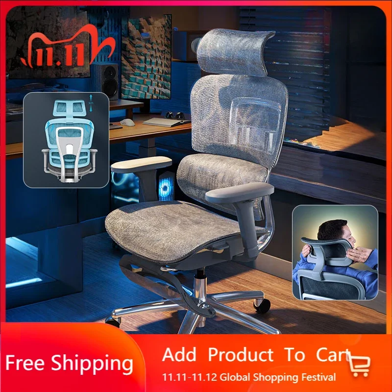 Ergonomic Office Chair Swivel Gaming Chair Mesh Foldable Seat 4d Armrest Separated Lumbar Pillow Lift Chair Back Furniture