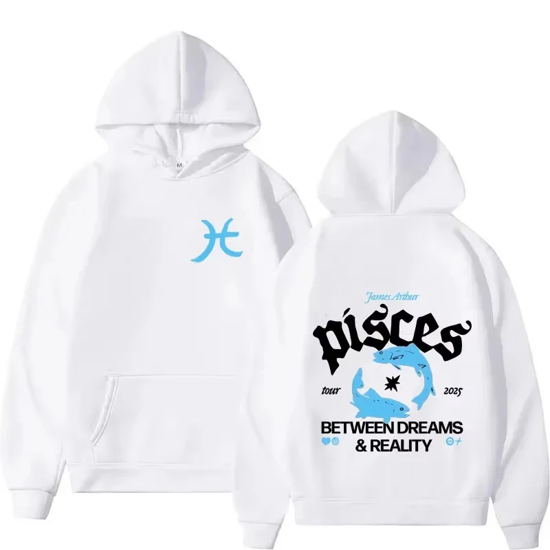 2026 Graphic Hoodie Men Women Blue Pisces Zodiac Fish Art Print Sweatshirt Aesthetic Hip Hop Oversized Long Sleeve Casual Tops