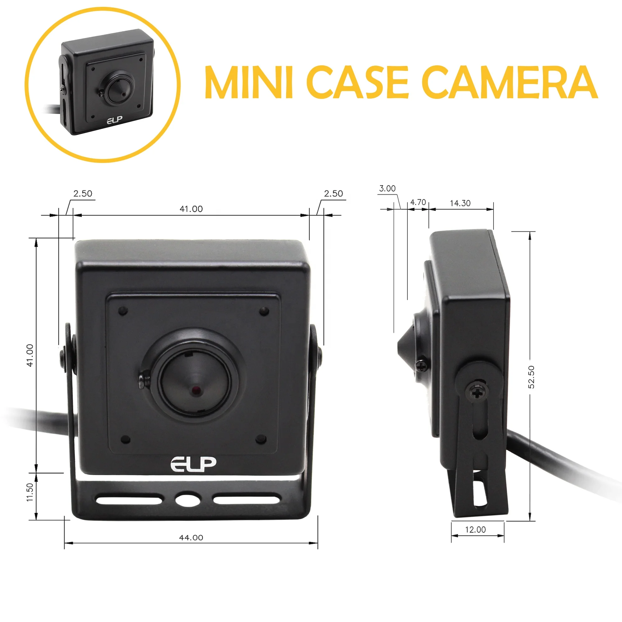 Low Illumination 2MP H.264 Mini Camera  IMX323 with Mini Black Box Metal Housing for Video Surveillance