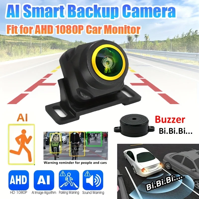 1080P AHD AI Smart Car Camera - Intelligent Tracking Parking Assistance, Universal Fit for Cars, Trucks & SUVs- ADAS Audio Alarm