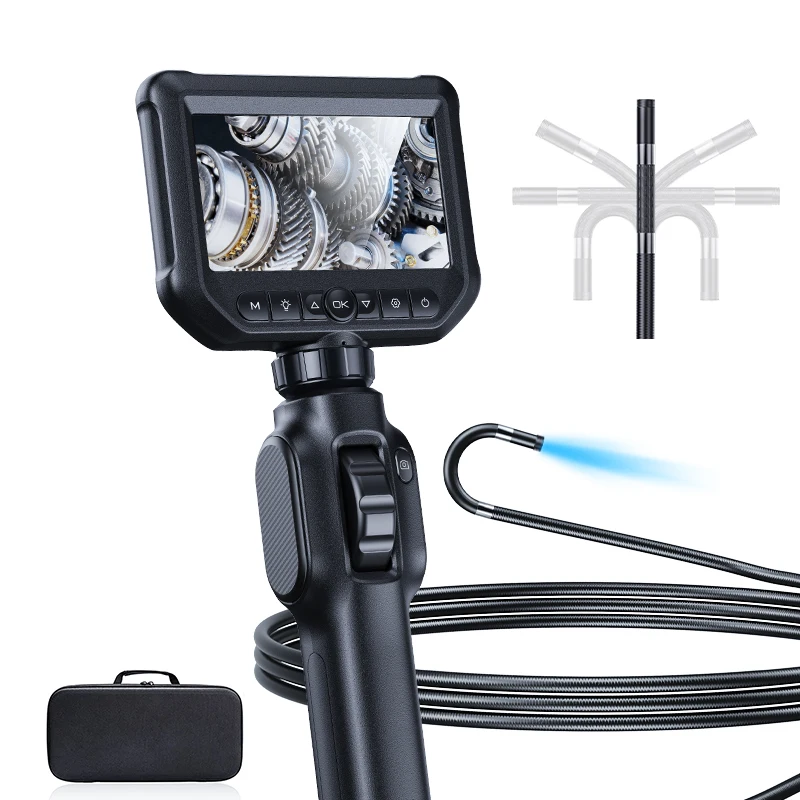 Two-Way Articulating Borescope Industrial Endoscope with 8mm 5.5mm Articulating Camera Cars Endoscope for Android IOS Automotive