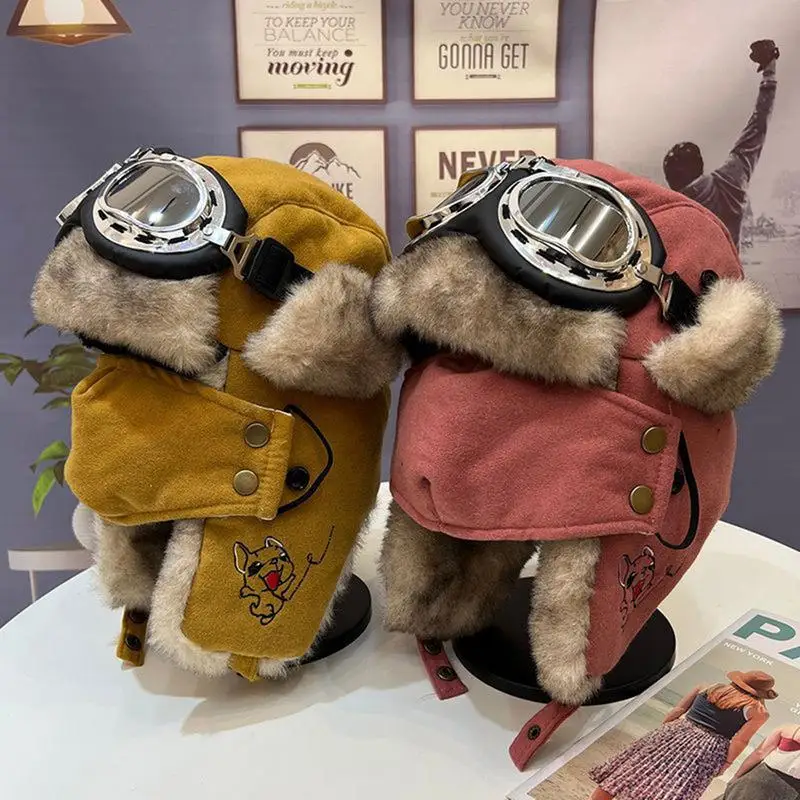 

Winter Trapper Ski Hat Retro Cold Weather Lei Feng Hat Winter Warm Trapper Hat With Goggles Earmuffs Face Cover For Cycling