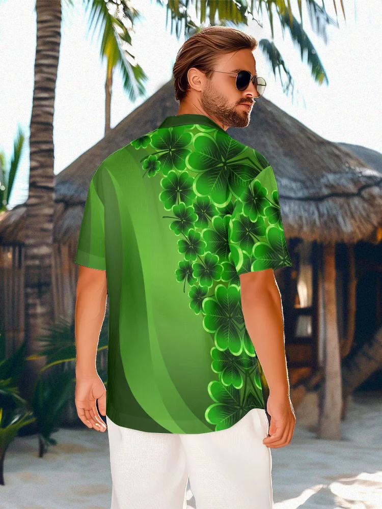 Summer Hawaiian Shirt Lucky Grass Y2k Tops Beach Men's Shirt Party Streetwear Luxury Shirt Simple Fashion Short Sleeve Clothes