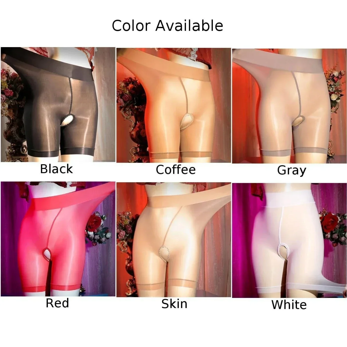 Sexy Men Sissy Boxers Oil Shiny Front Hole Panties Women Mesh Ultra-thin Underpants Transparent Solid Silky Erotic Underwear